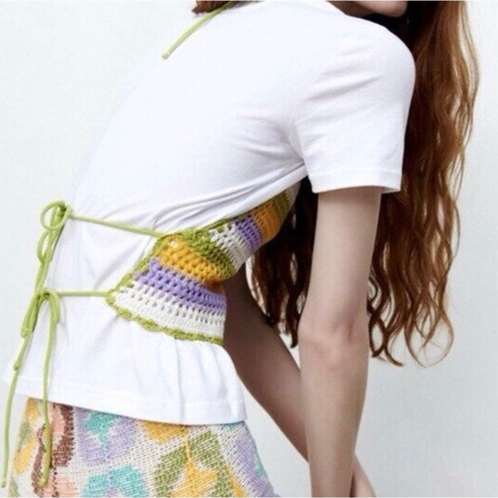 Zara Crochet Striped Open Back Halter Top - Picture 7 of 8